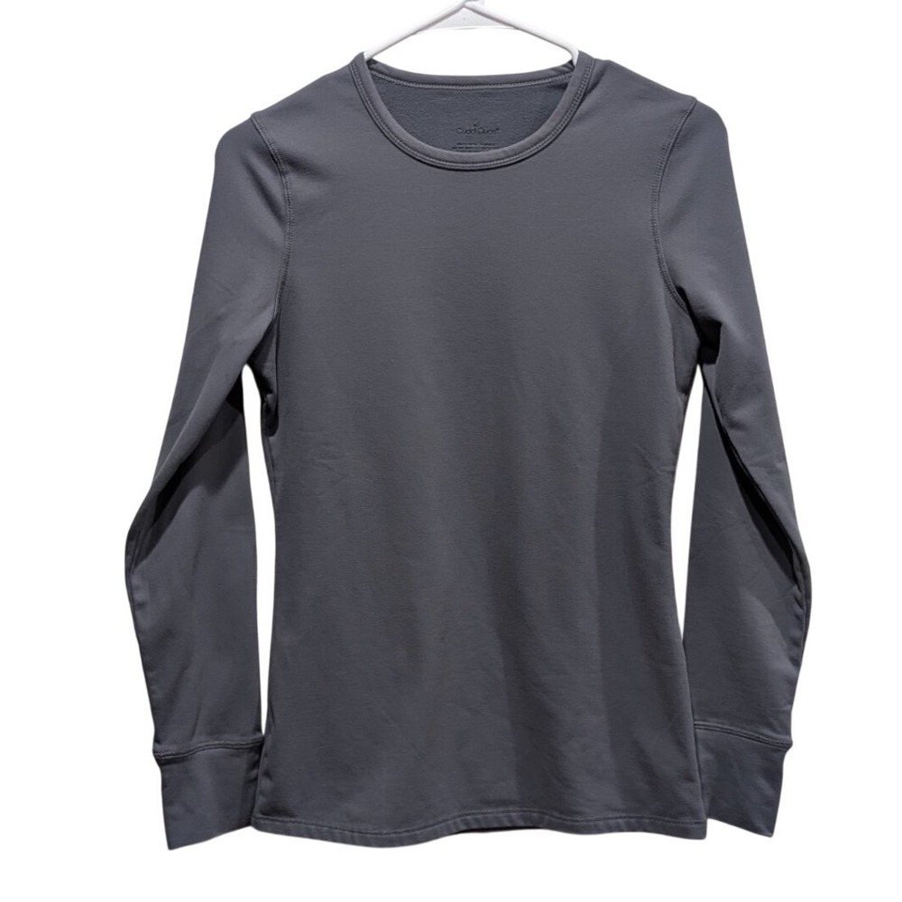 Cuddl Duds Womens Top XS Dark Grey Fleece Thumbhole Long Sleeve Layer Cozy Soft